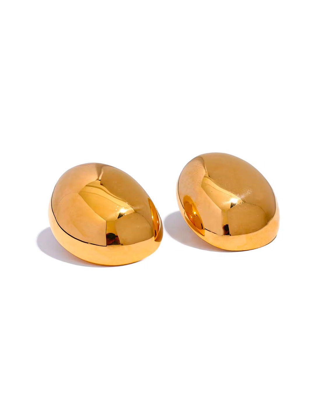 Brinco Feminino Dourado Oval Elegante Minimalista