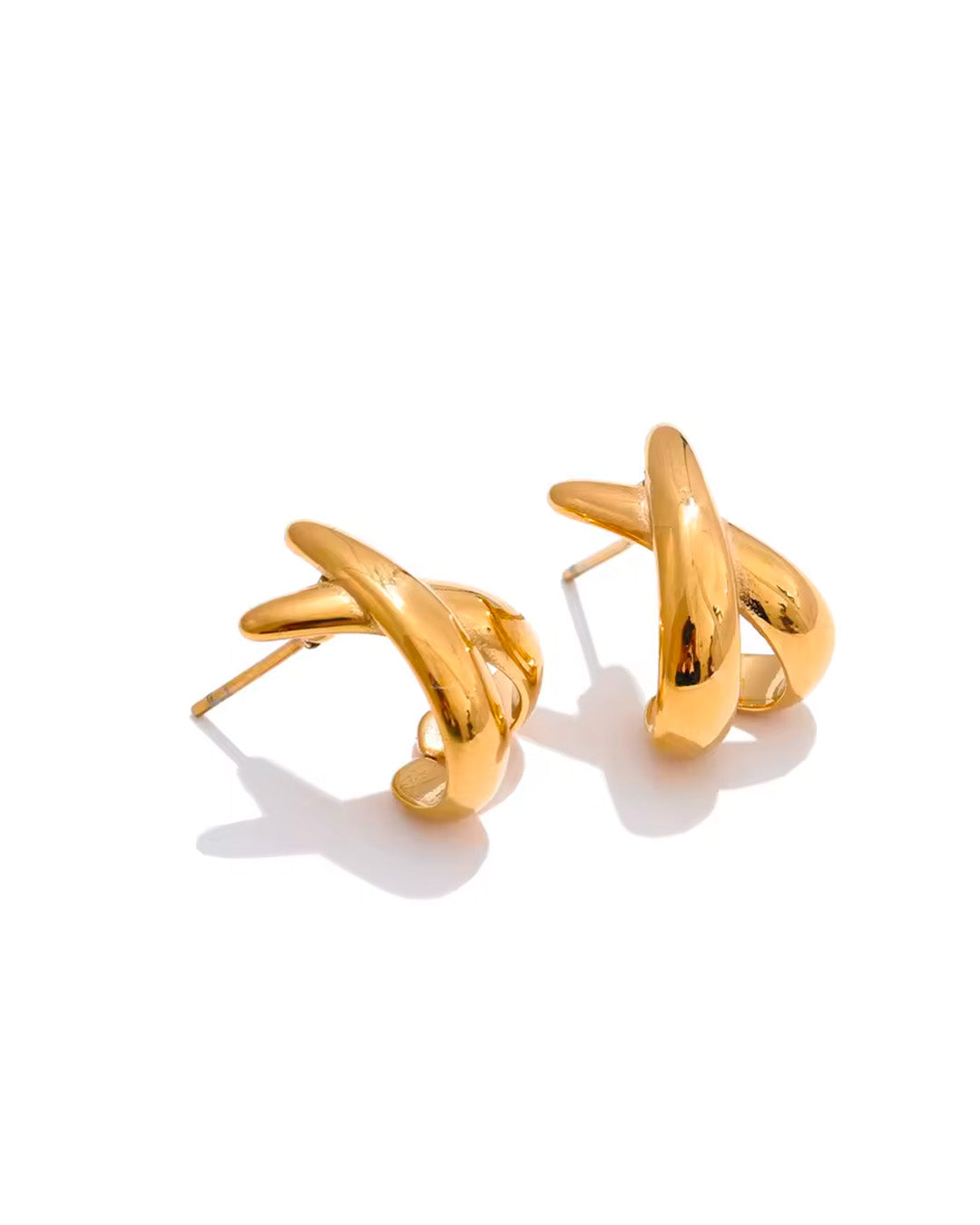 Brinco Feminino Dourado Entrelaçado Minimalista