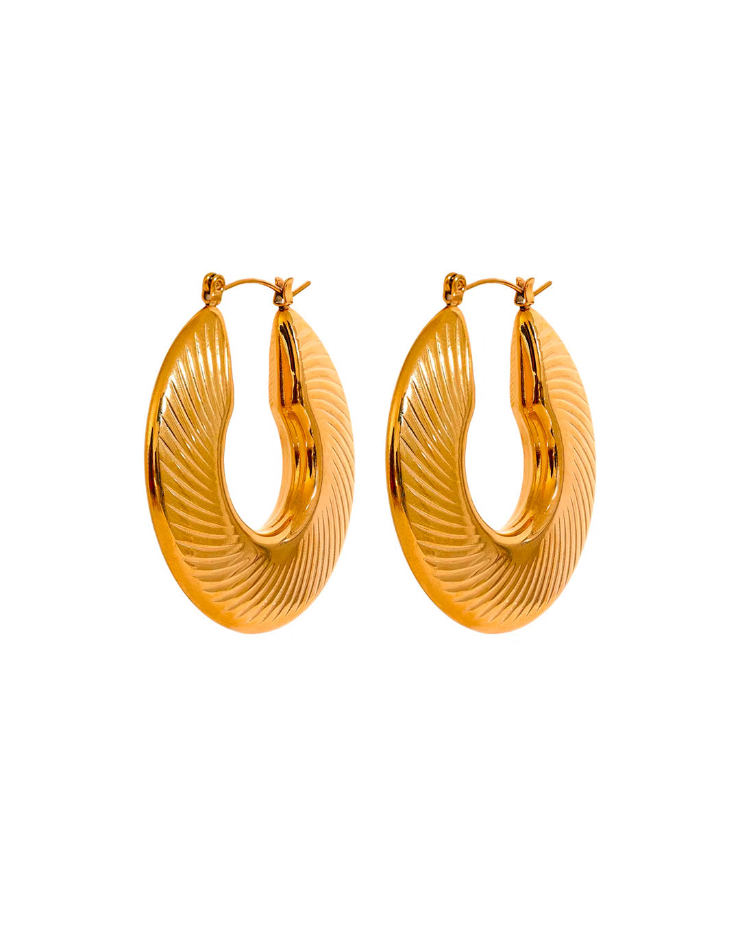 Brinco de Argola Feminino Dourado Texturizado Grande