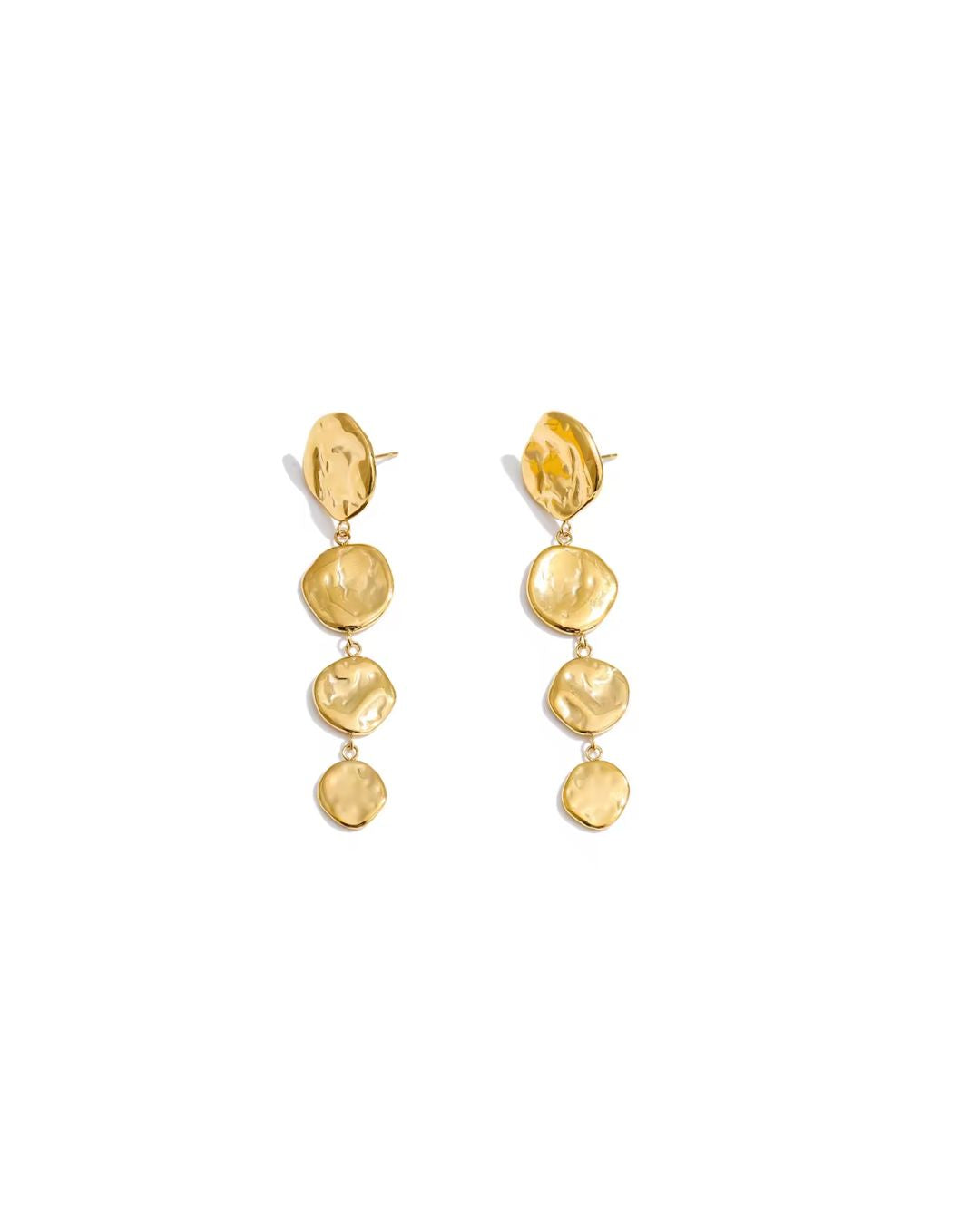 Brinco Feminino Longo Dourado Texturizado Elegante