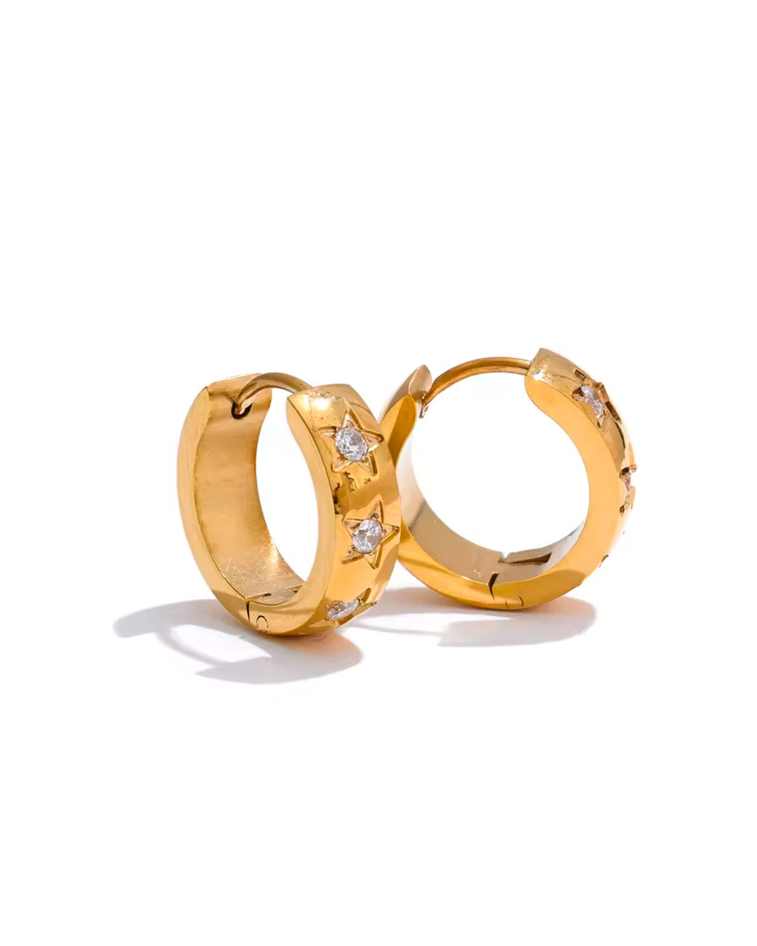 Brinco de Argola Feminino com Zircônia Dourado Elegante