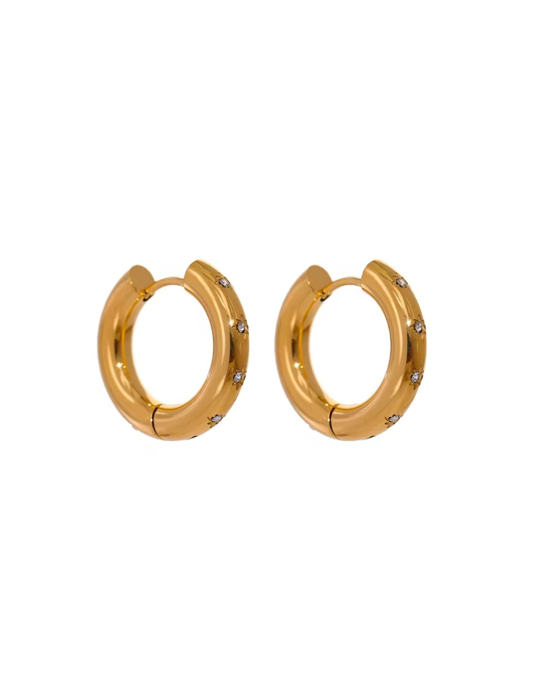 Brinco Feminino Argola Dourado com Zircônia