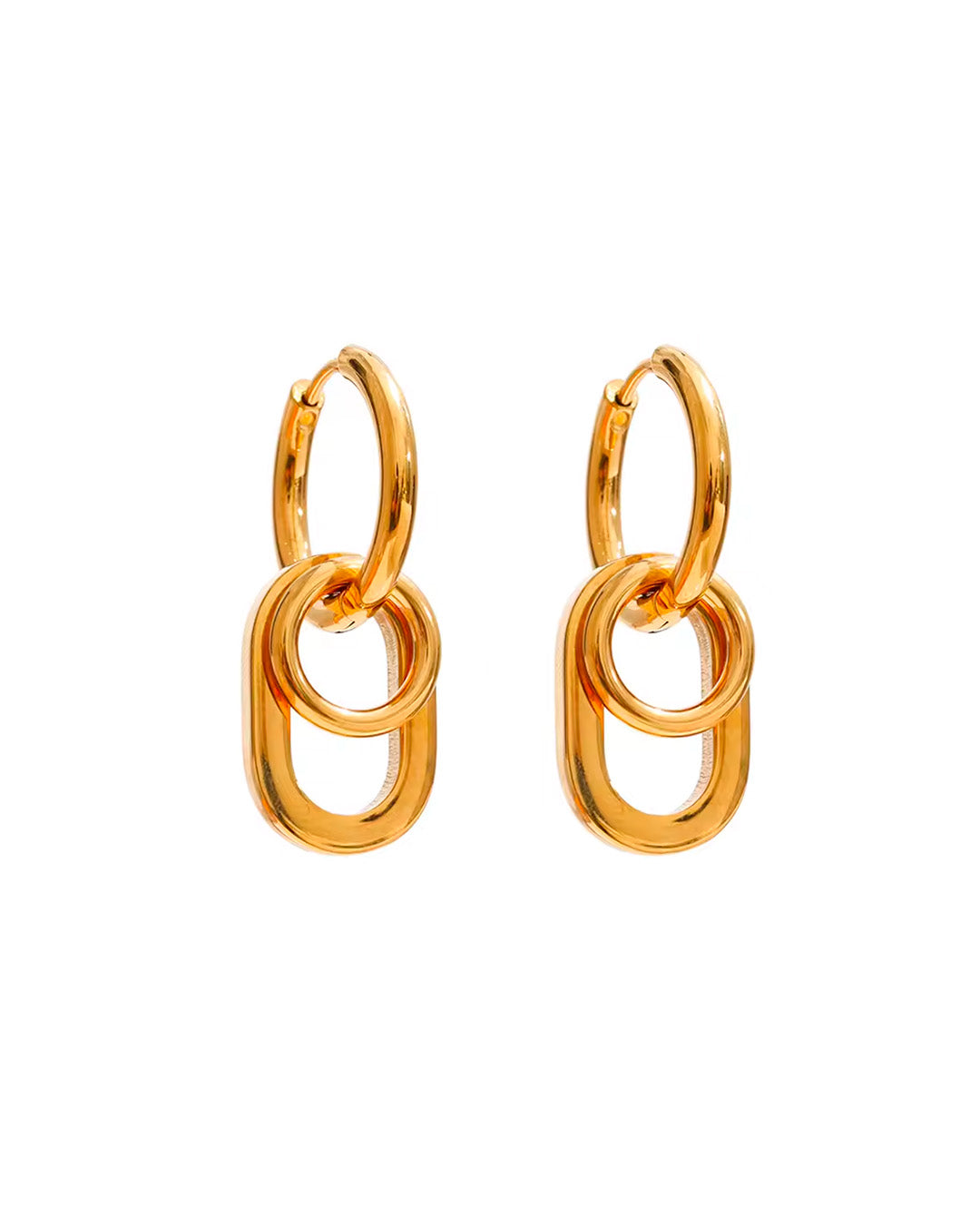 Brinco de Argola Feminino com Elo Dourado Elegante