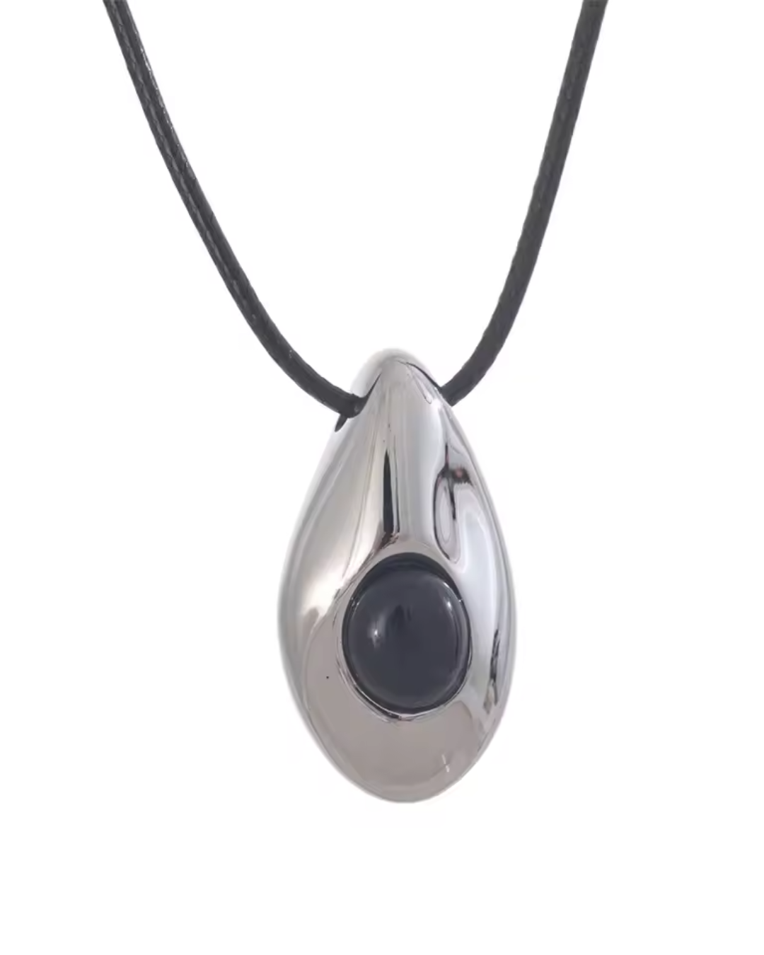 Colar Feminino com Pedra Preta Dourado Elegante