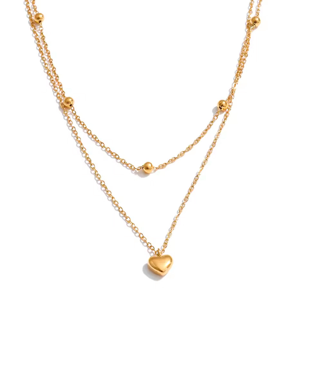 Colar Feminino Duplo Coração Dourado Elegante