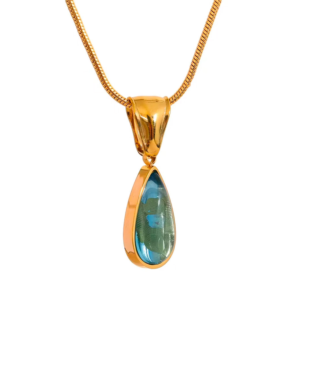 Colar Feminino Dourado com Pedra Gota Elegante