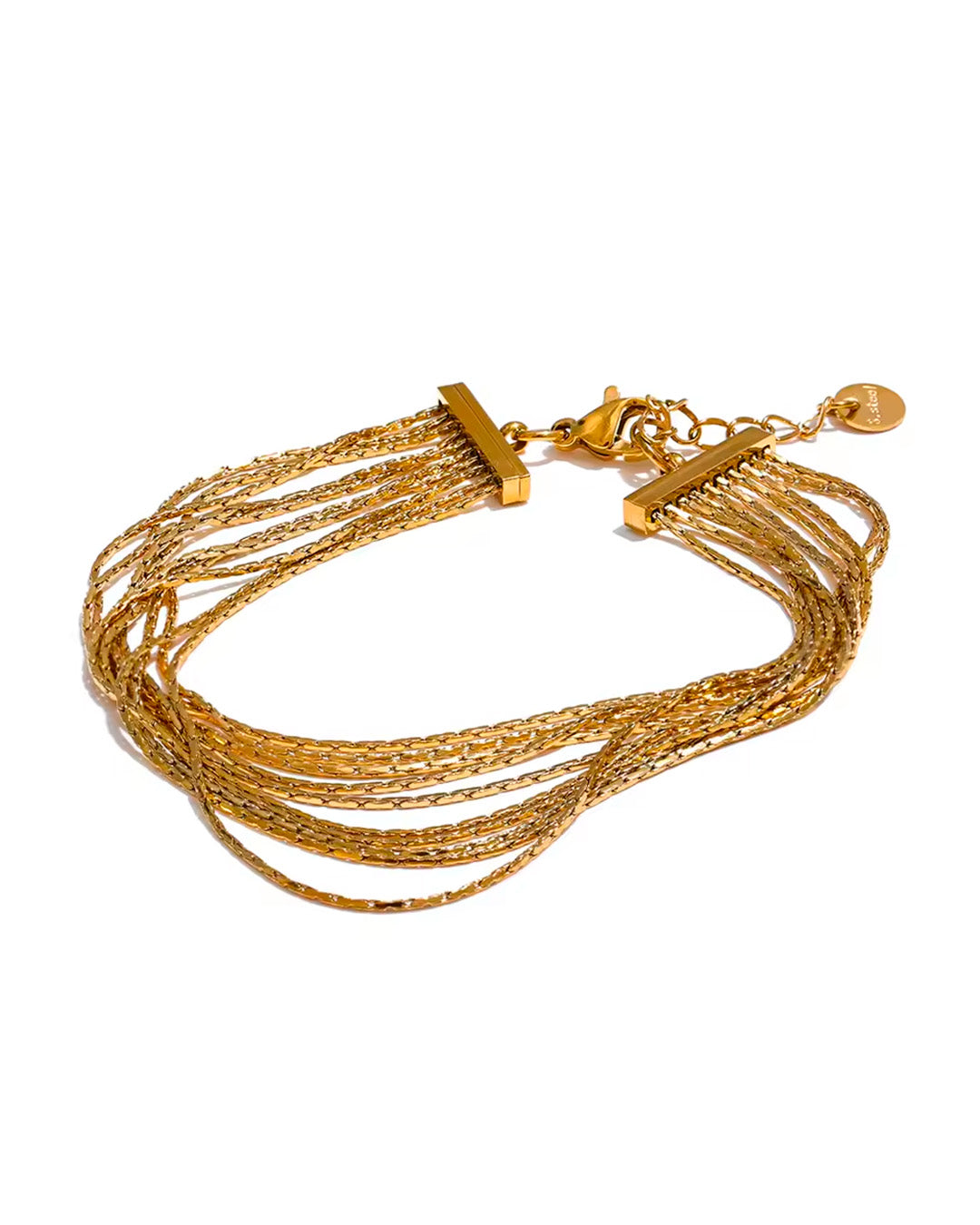 Pulseira Feminina Dourada Multicamadas Elegante