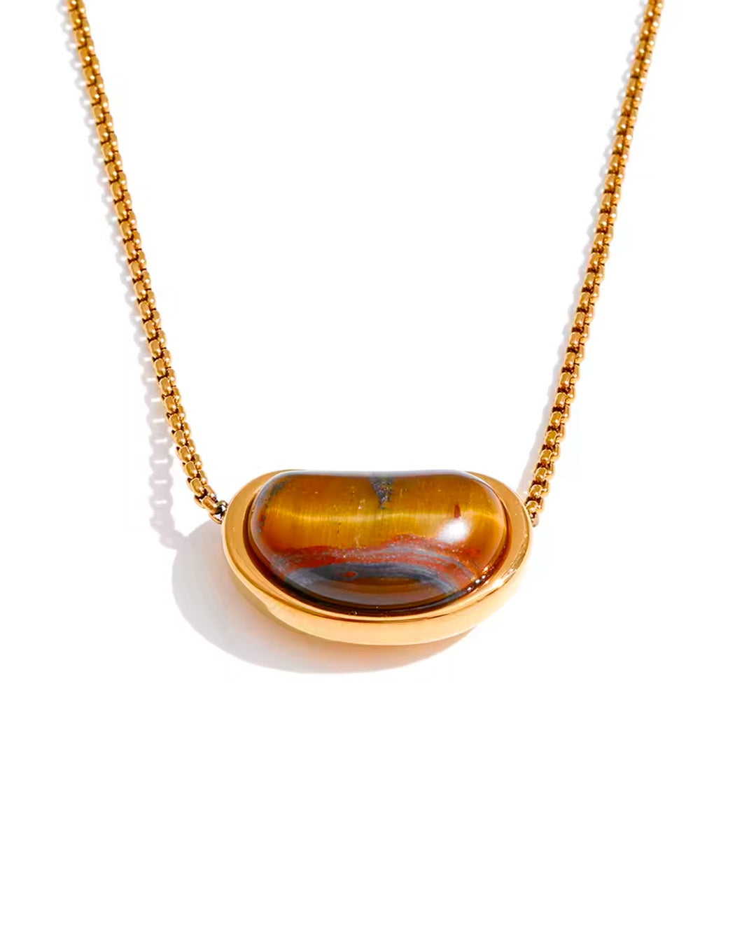 Colar Feminino Dourado com Pedra Oval Elegante
