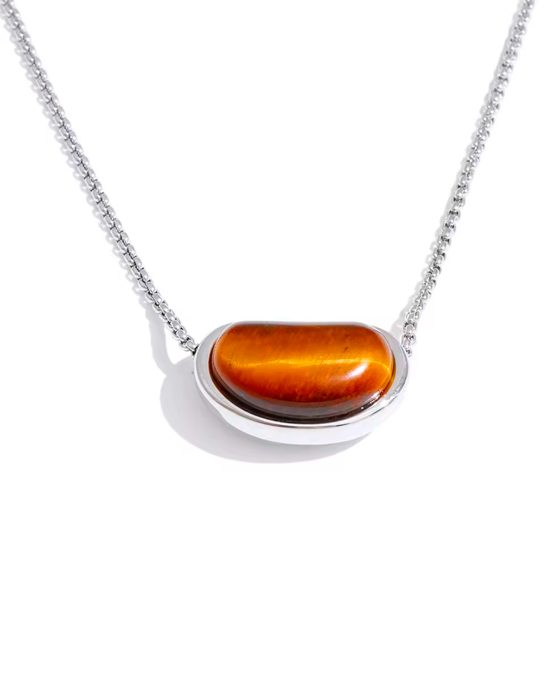 Colar Feminino Dourado com Pedra Oval Elegante