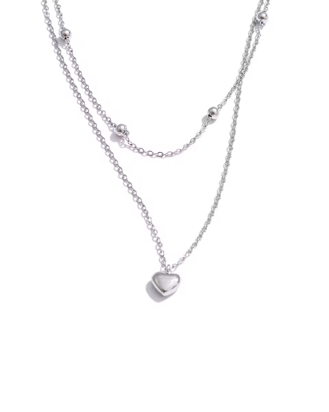 Colar Feminino Duplo Coração Dourado Elegante
