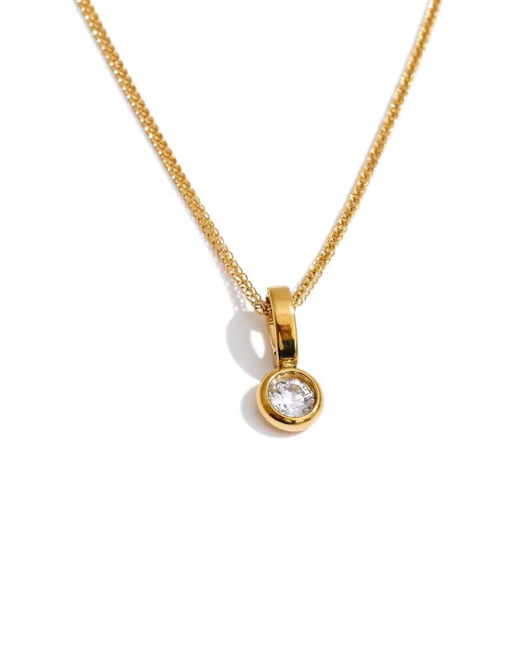 Colar Feminino Ponto de Luz com Zircônia Dourado