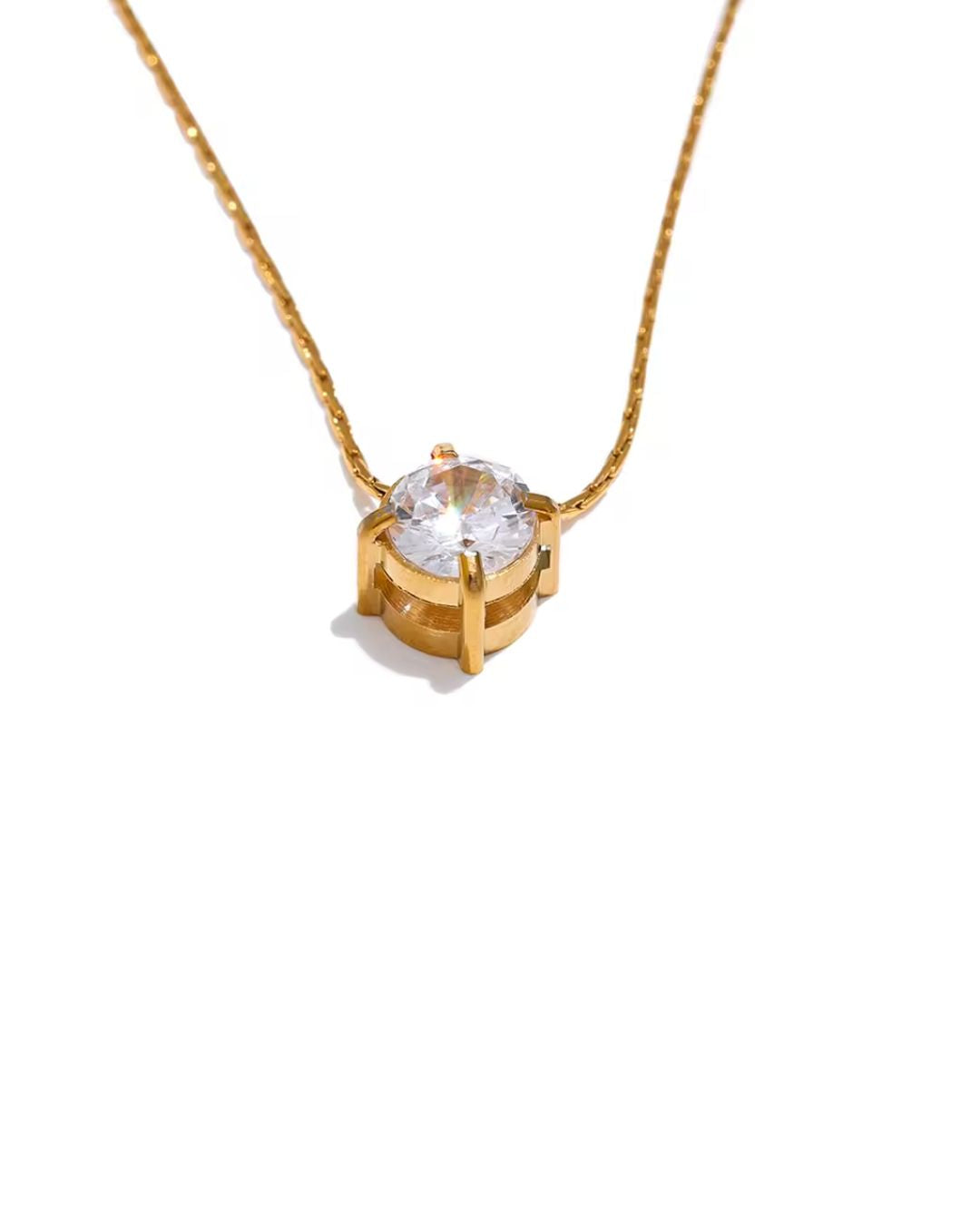 Colar Feminino Dourado Ponto de Luz Elegante