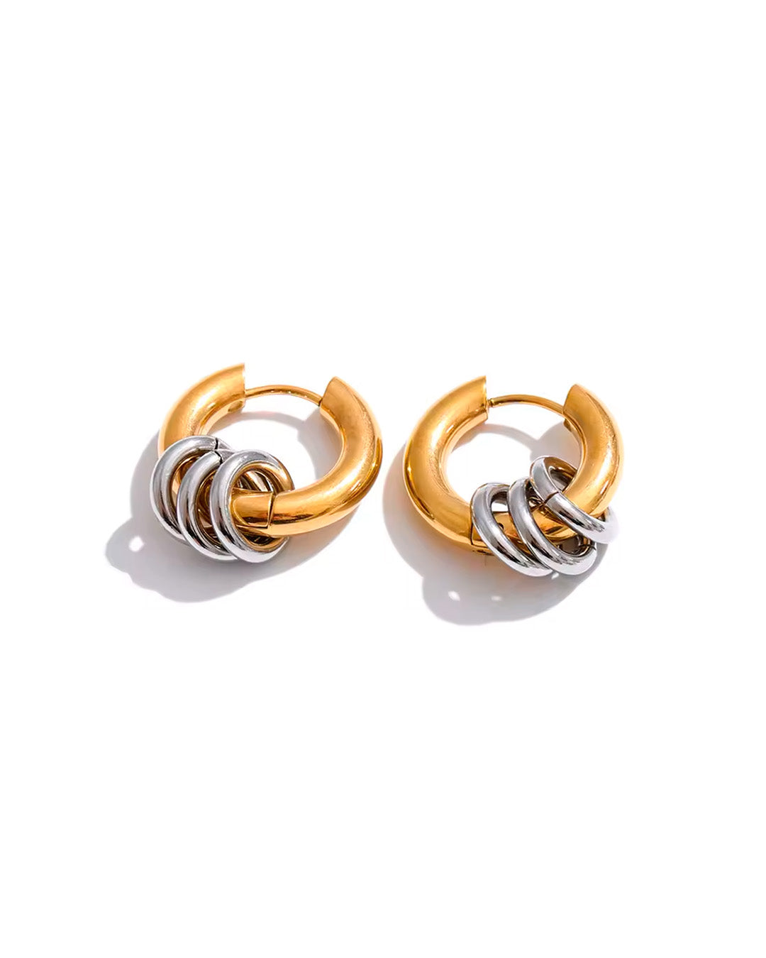 Brinco de Argola Feminino Bicolor Elegante