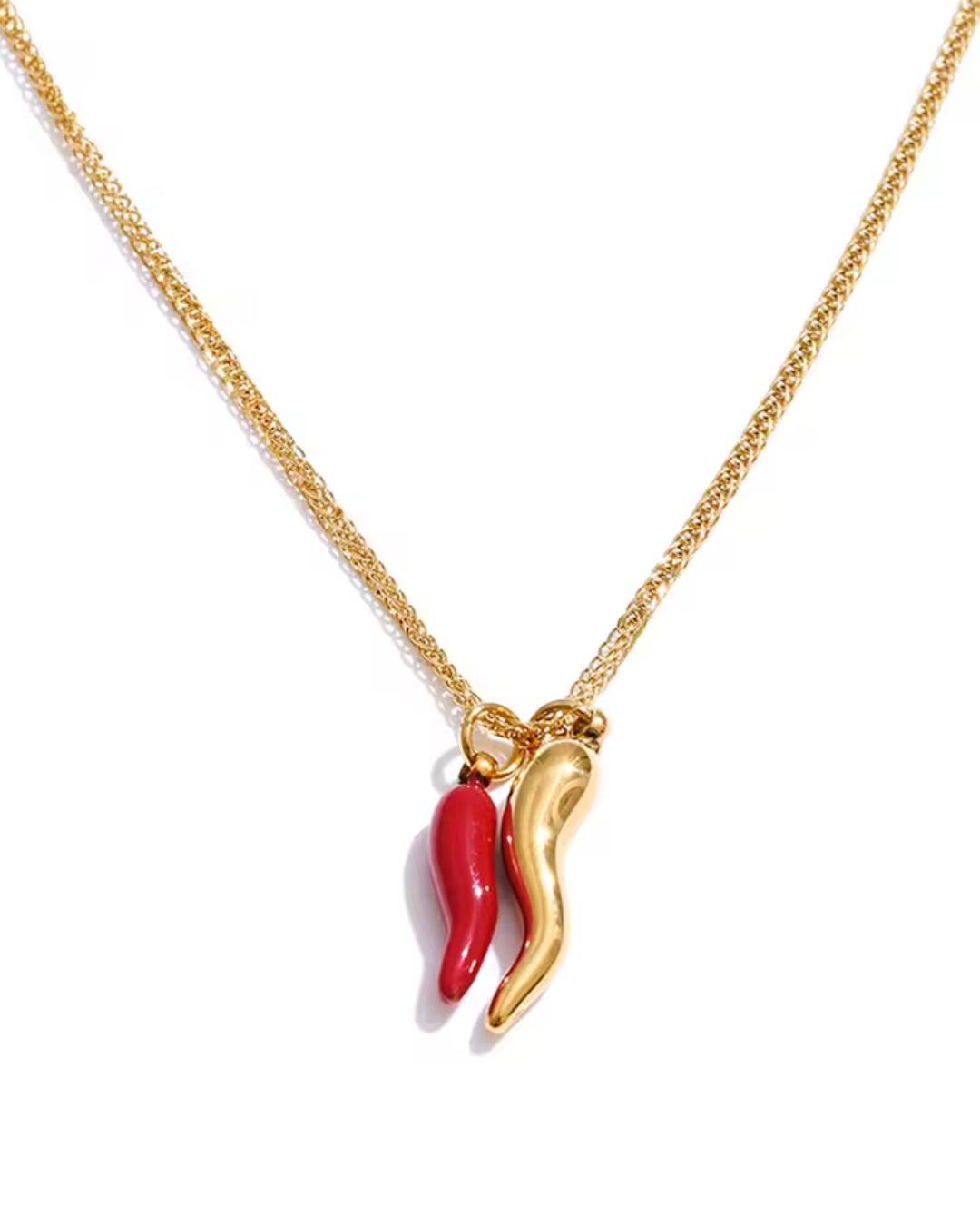 Colar Feminino Pimenta Vermelha Dourado Elegante