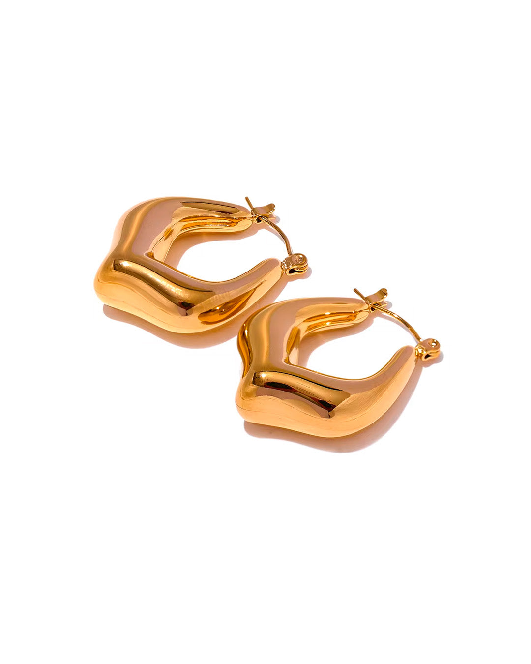 Brinco de Argola Feminino Quadrado Dourado Elegante