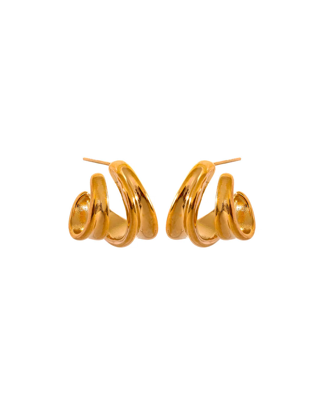 Brinco Feminino Dourado Curvo Minimalista Moderno