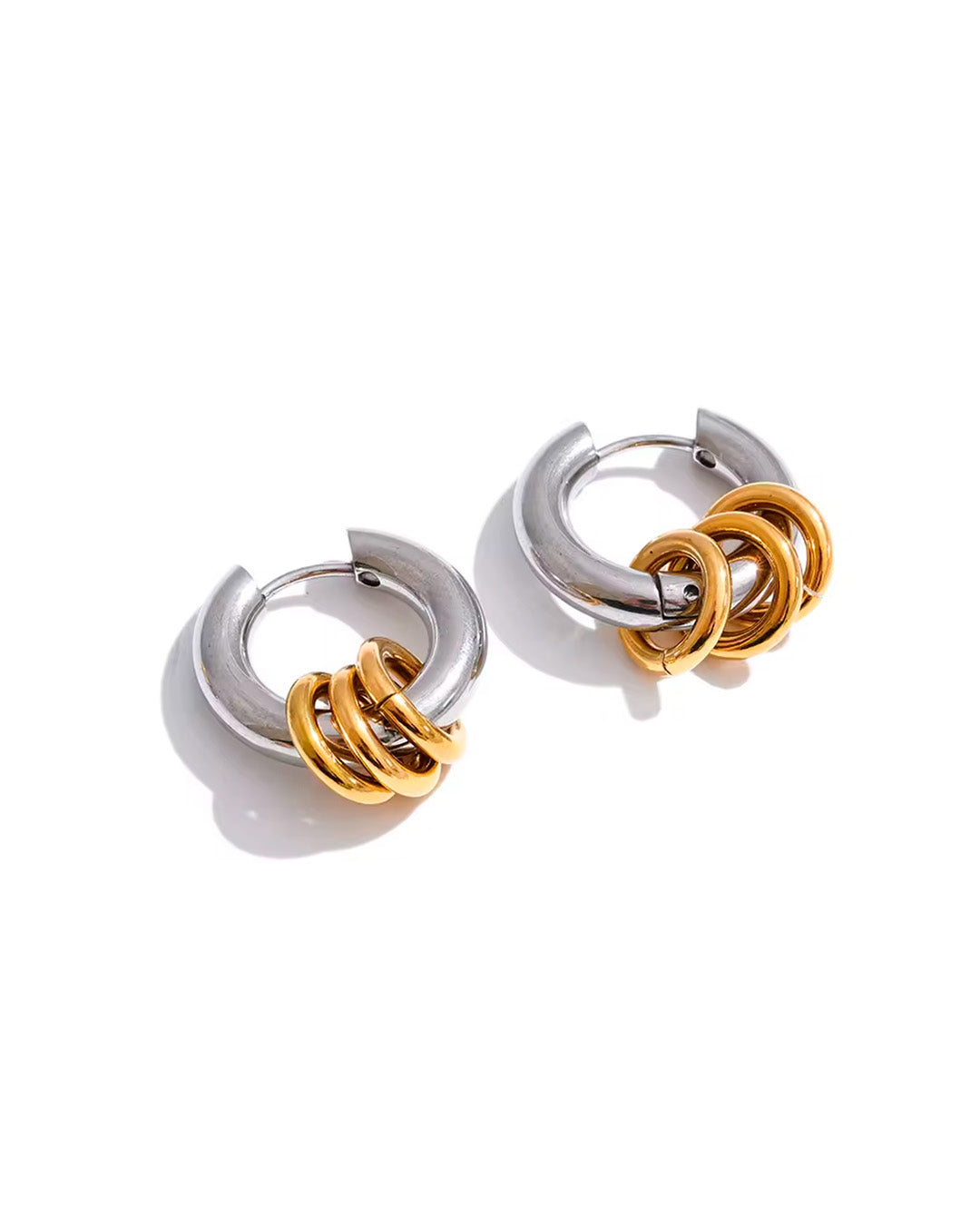 Brinco de Argola Feminino Bicolor Elegante