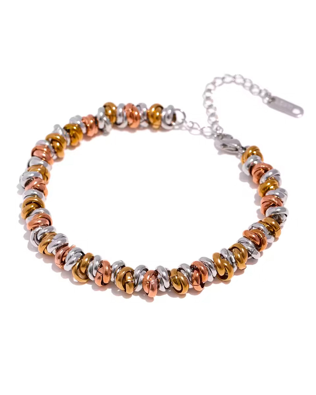 Pulseira Feminina Dourada com Elos Orgânicos Elegante