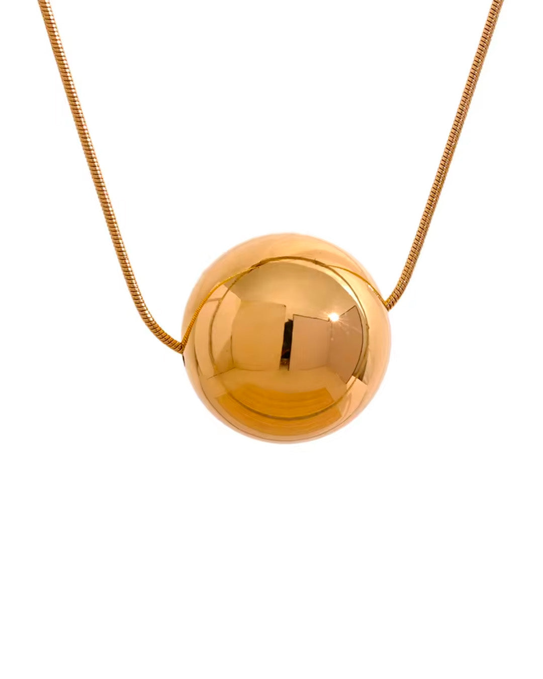 Colar Feminino Dourado com Pingente Esfera Elegante