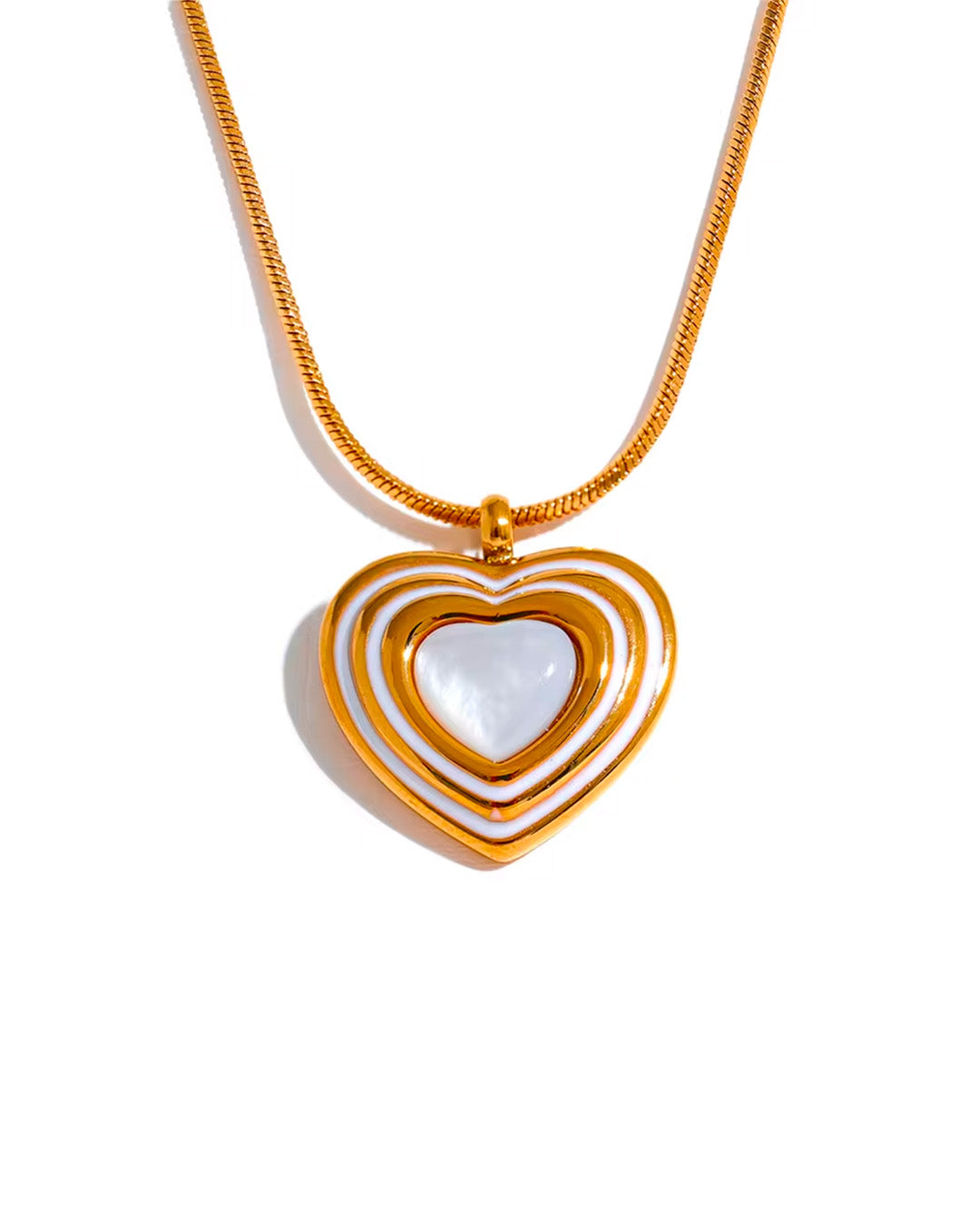 Colar Feminino Coração com Madrepérola Dourado Elegante
