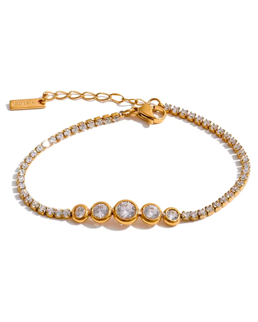 Pulseira Feminina Riviera com Zircônia Dourada Elegante