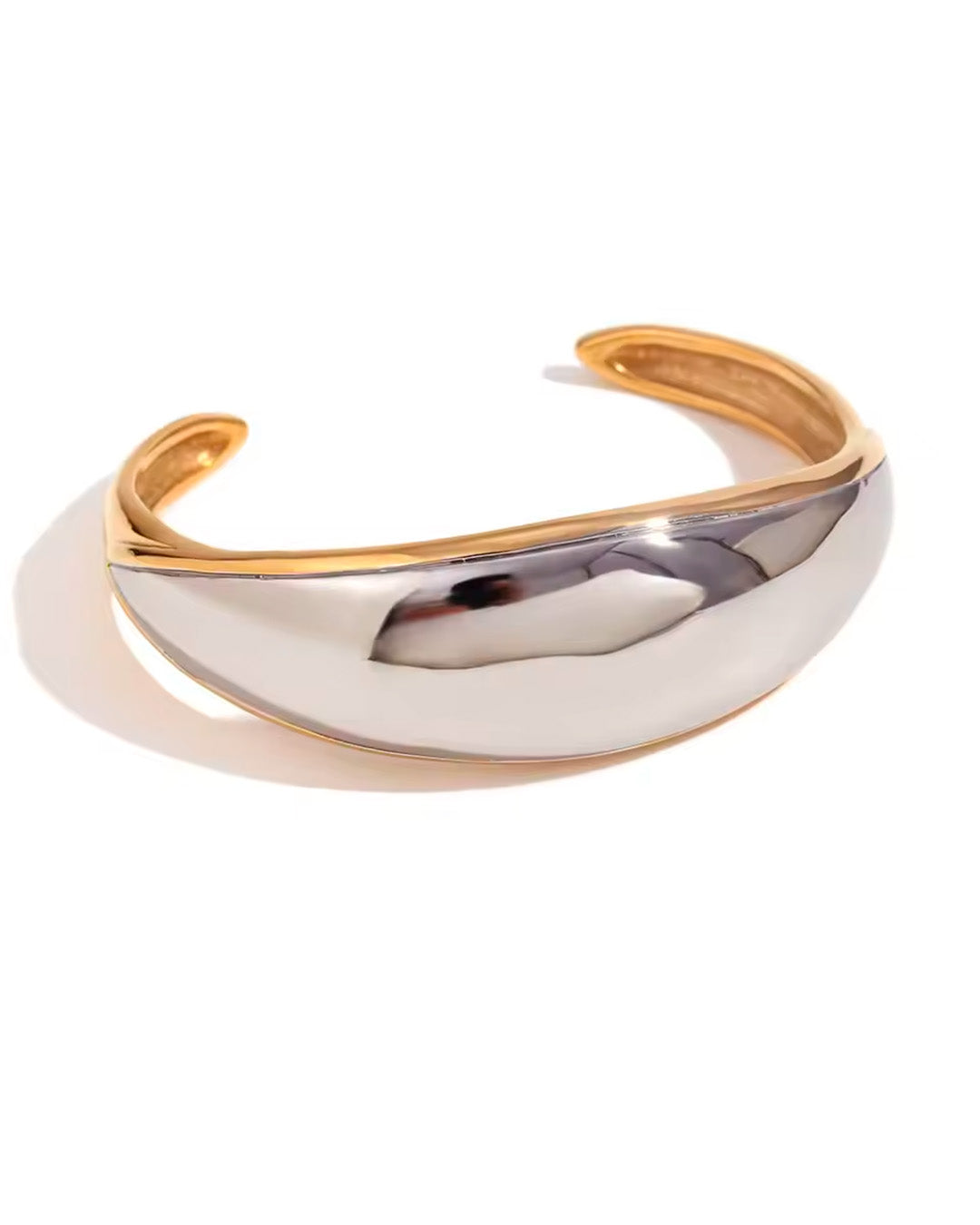 Pulseira Feminina Bracelete Bicolor Dourada e Prateada