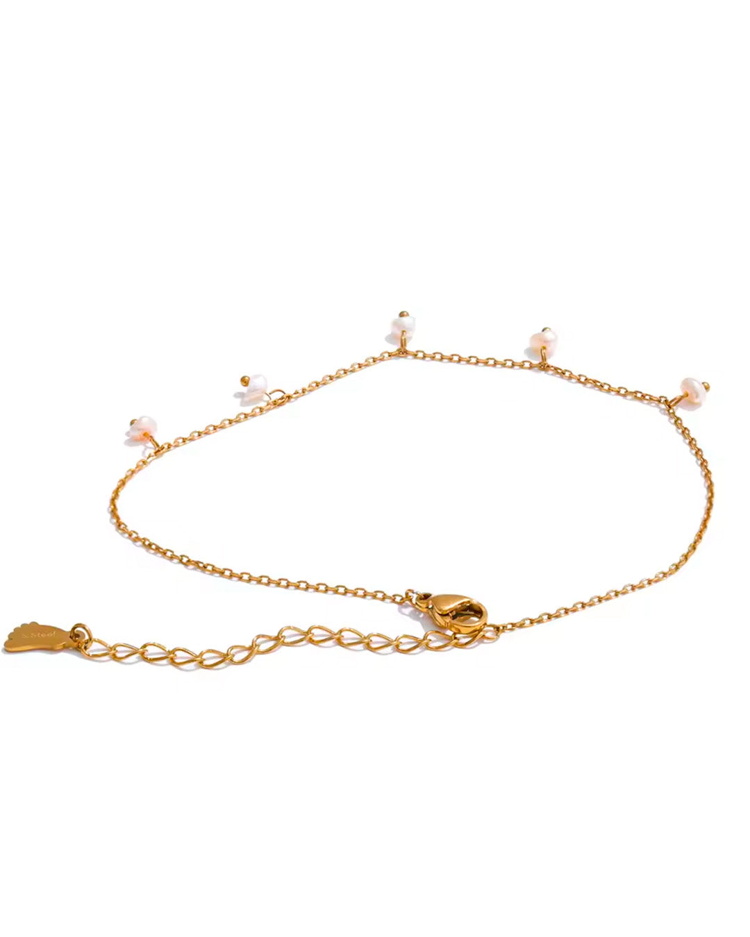Pulseira Feminina Dourada com Pérolas Delicada
