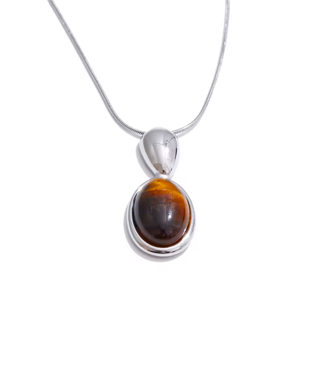 Colar Feminino Dourado Pingente Pedra Oval