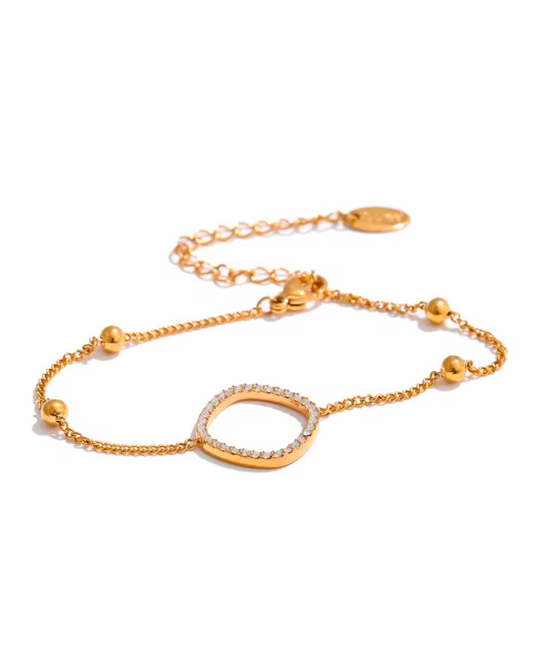 Pulseira Feminina Coração com Zircônia Dourada Elegante