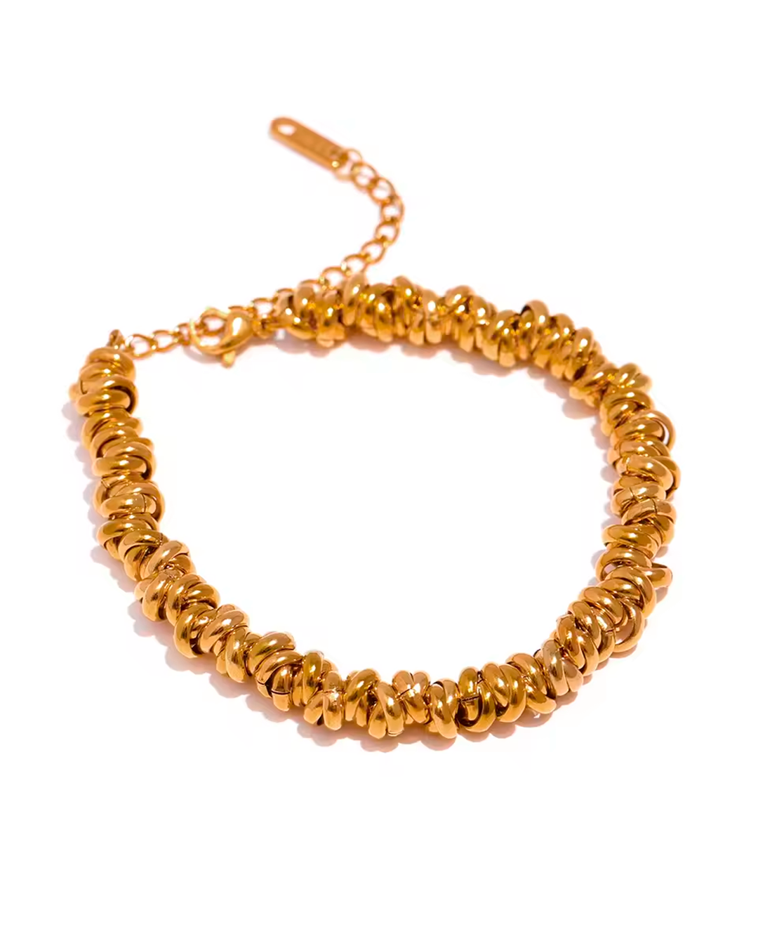 Pulseira Feminina Dourada com Elos Orgânicos Elegante