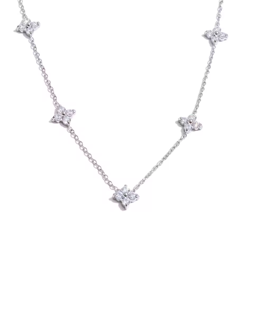 Colar Feminino Flor com Zircônia Dourado Elegante