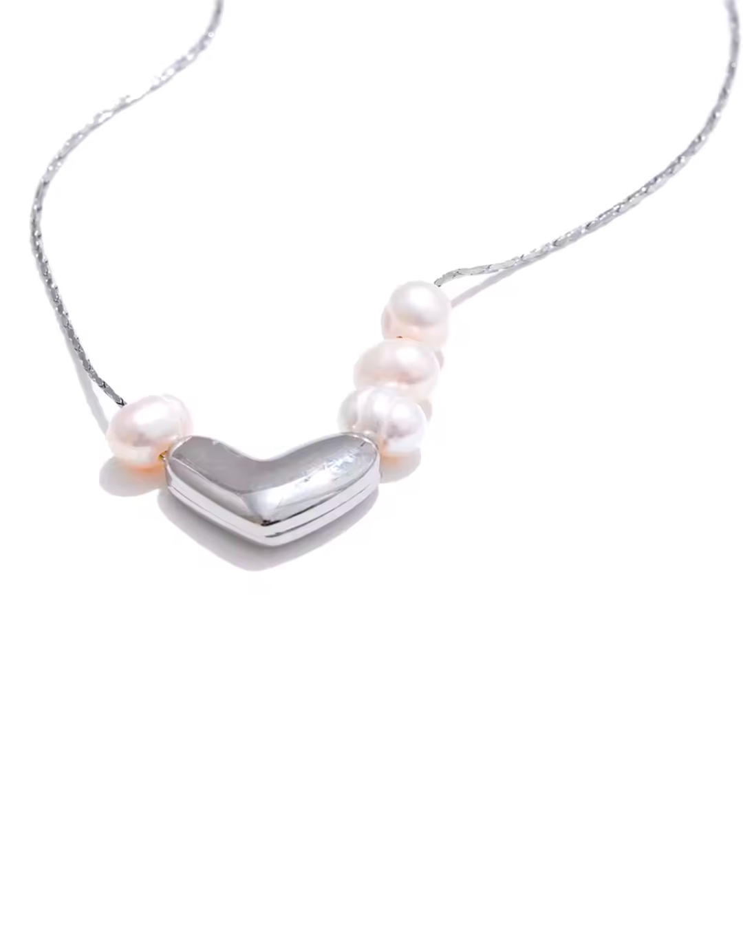 Colar Feminino Coração com Pérolas Dourado Elegante